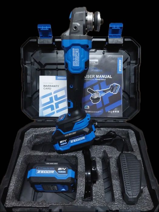 Болгарка Zegor AGAX-21BL KickBack Control (2 акум по 4амп кейс ЗУ)