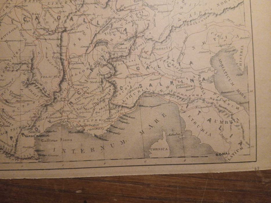Mapa Gallia Romana e Independente (Final do Séc. XIX, Início Séc XX.)