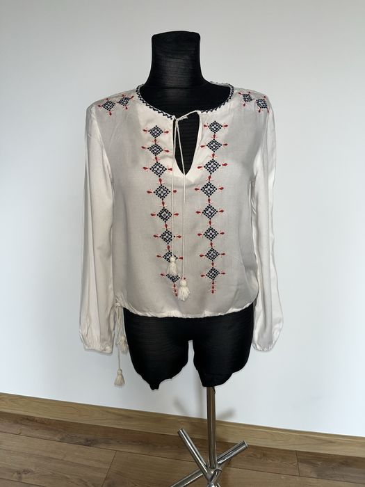 Bluzka z haftem boho hippie wiskoza xs 34
