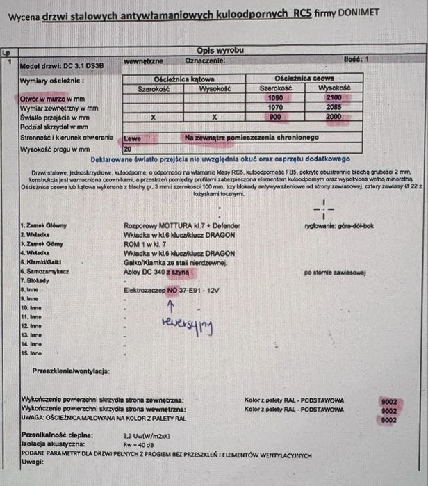Drzwi antywłamaniowe RC5, kuloodporne FB5,NOWE do magazynu broni itp