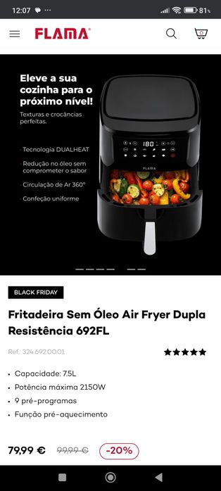 Oportunidade, Air Fryer Flama sem óleo praticamente nova