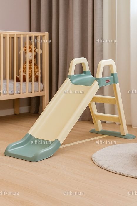 Дитяча гірка для дому і дачі 140 см біла з пастельно-зеленим (Doloni)