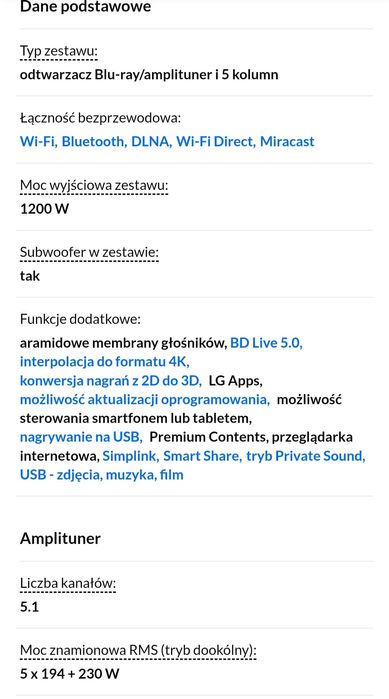 Zestaw kina domowego LG BH7440P