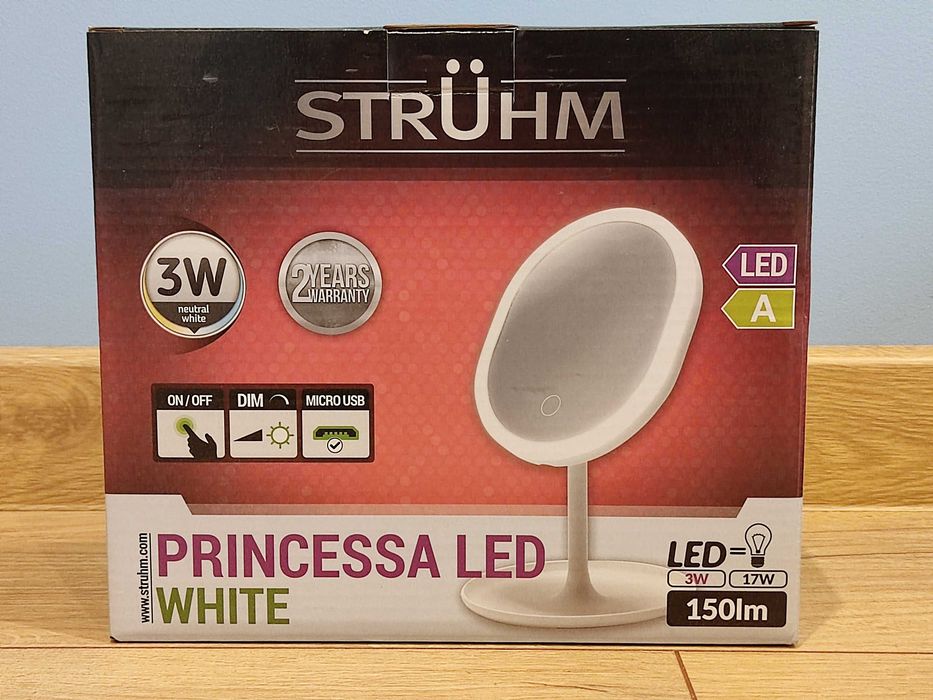 Lusterko podświetlane do makijażu PRINCESSA LED WHITE
