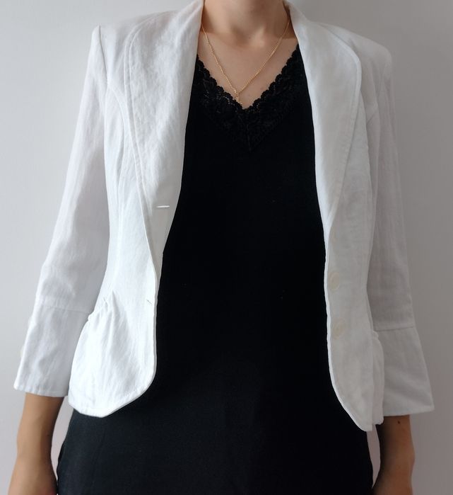Biały żakiet damski, rozmiar 38