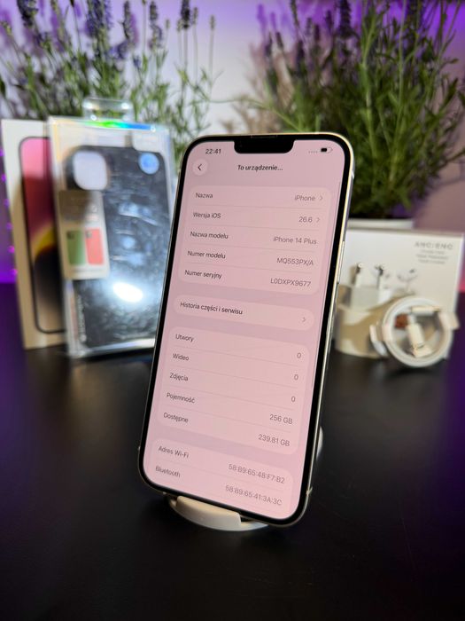 Smatron Apple iPhone 14 Plus | 256 gb | 100% bateria |Bialy