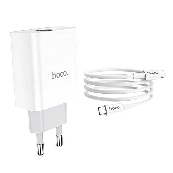 Hoco C80a Network Charger Pd20w/qc3.0 + Type-c Cable White