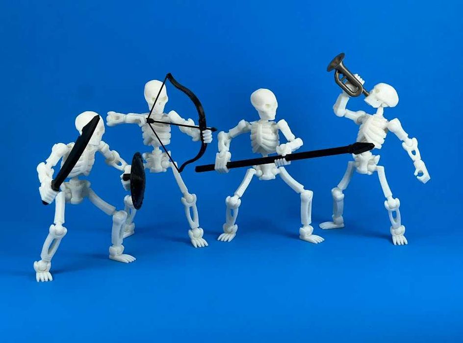 набор фигурок 4 шт скелеты и большой набор оружия к ним