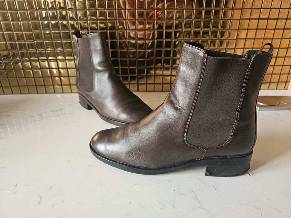 Buty Högl sztyblety damskie ciemny brąz skóra 41 wkładka 26,5cm