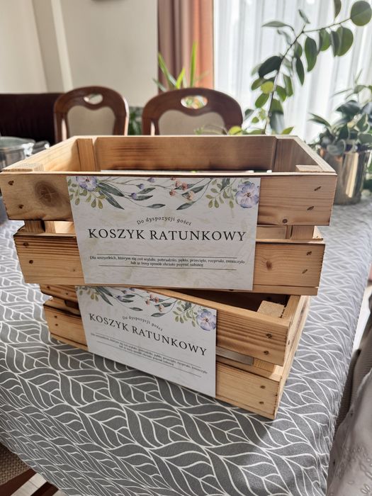 Koszyk ratunkowy na wesele skrzynka drewniana 30 x 20 x 12