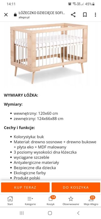 Łóżeczko drewniane