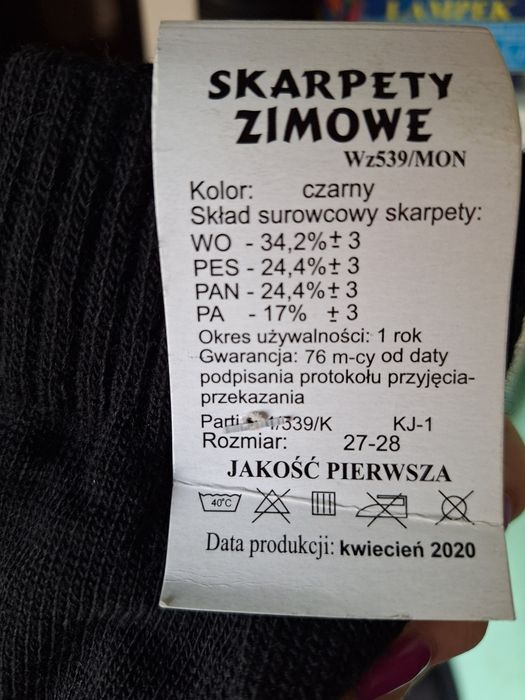 Skarpety zimowe trzy pary