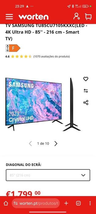 Tv Samsung 85 polegadas como nova e com garantia