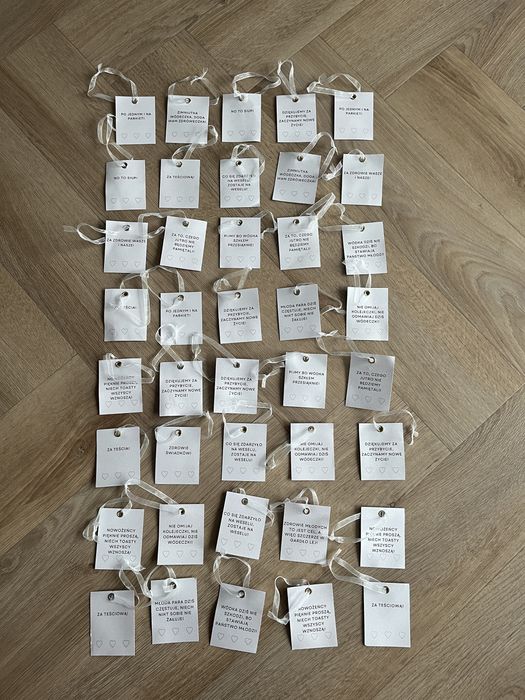 Zawieszki na butelki wesele 40 szt.