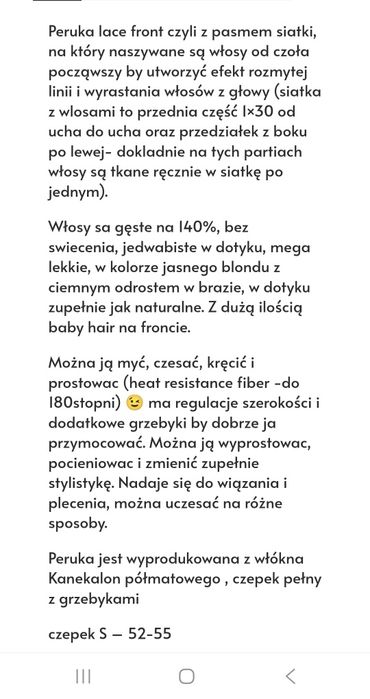 Peruka syntetyczne blond z odrostem amor