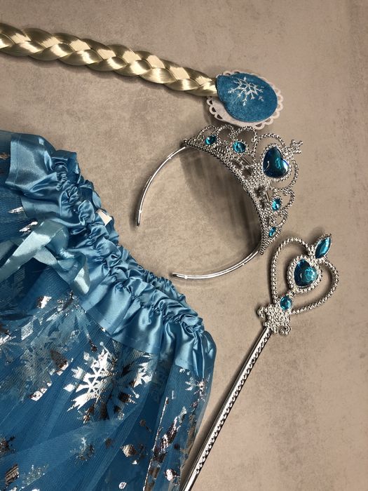 Frozen 92 cm Elsa nowy strój warkocz kostium przebranie Kraina Lodu