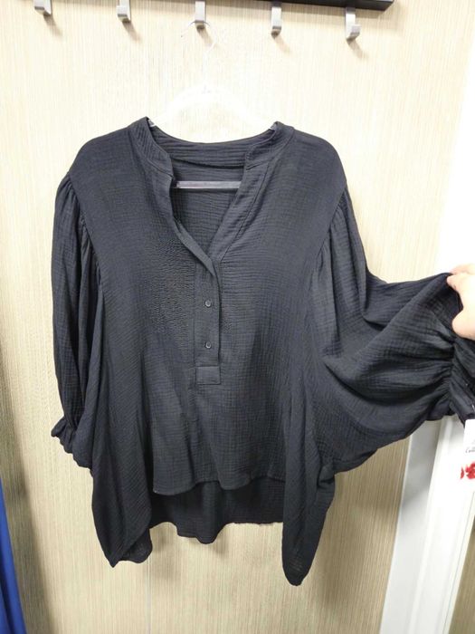 Bluzka pudełko muślin czarna Plus Size, Uni bawełna Italy !!!