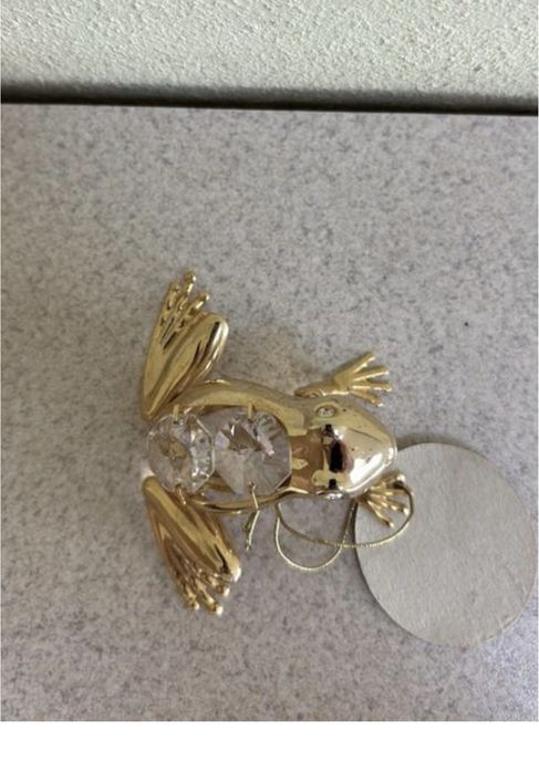 Позолочена фігурка Жабка з коисталами Swarovski