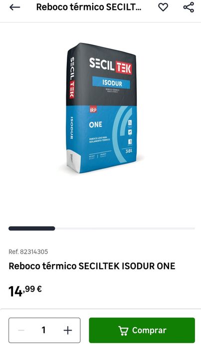 Reboco térmico leve 16 sacos