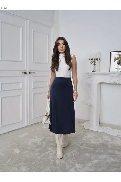 Długa gładka spódnica w klasycznym stylu elegancka xl 5ia