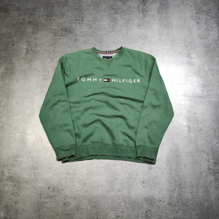 MĘSKA Bluza DUŻA Pistacja Bawełna Haftowane Logo Tommy Hilfiger Klasyk