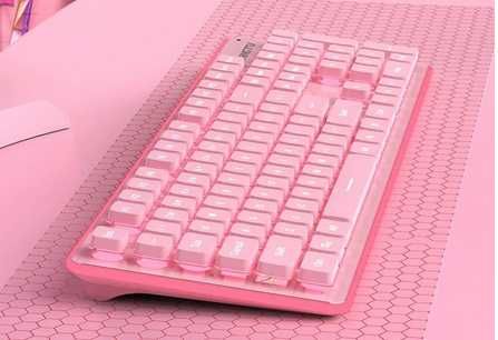 teclado rosa com luz