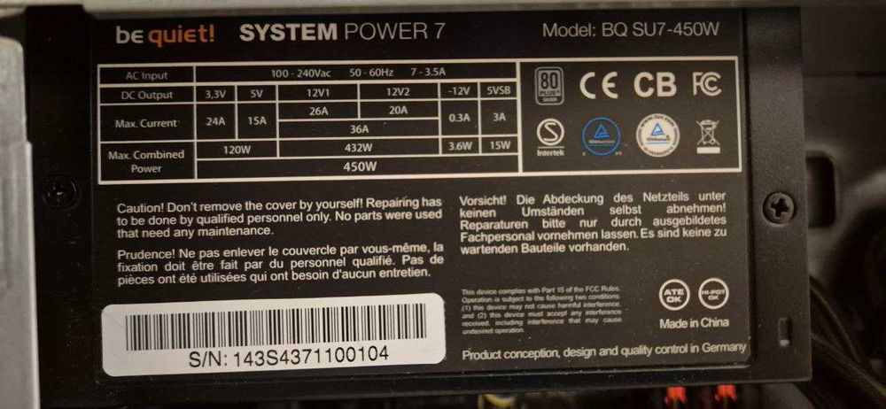 ПК Intel Core i5-4590 / 8GB / GTX 550 Ti 2GB / SSD / be quiet!