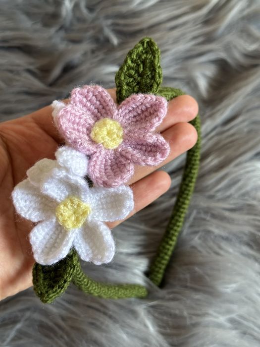 Arcos de cabelo em crochê, fitas, tiaras