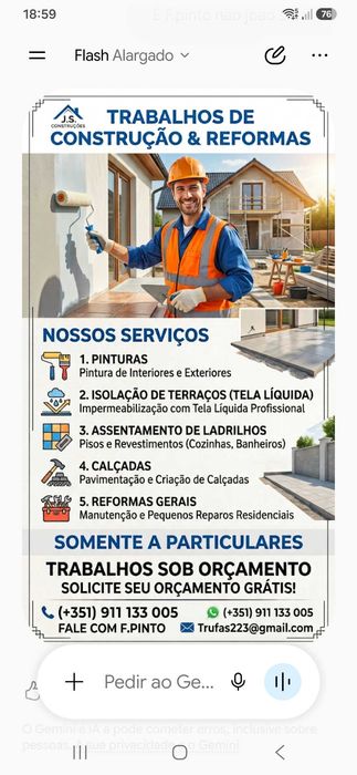Fazem se trabalhos de construção civil.