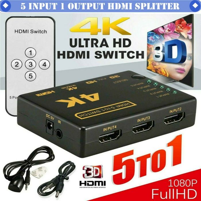 (NOVO) HDMI Switch 4K (5x1) c/ Comando