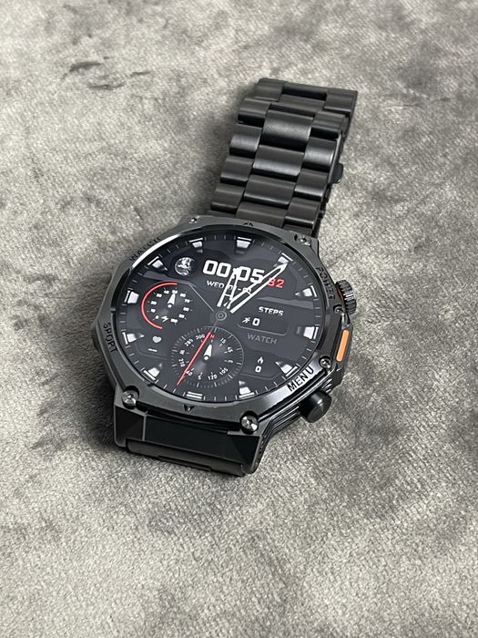 ‼️Смарт-годинник‼️ HARDY AK82 Black AMOLED | військовий тактичний smartwatch з ліхтариком, пульс, SpO2, Bluetooth, Android/iOS