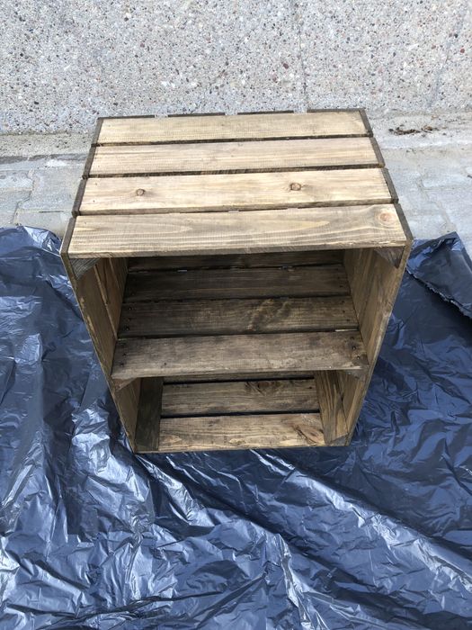 Drewniana skrzynka / regał handmade – rustykalny styl, naturalne drewn