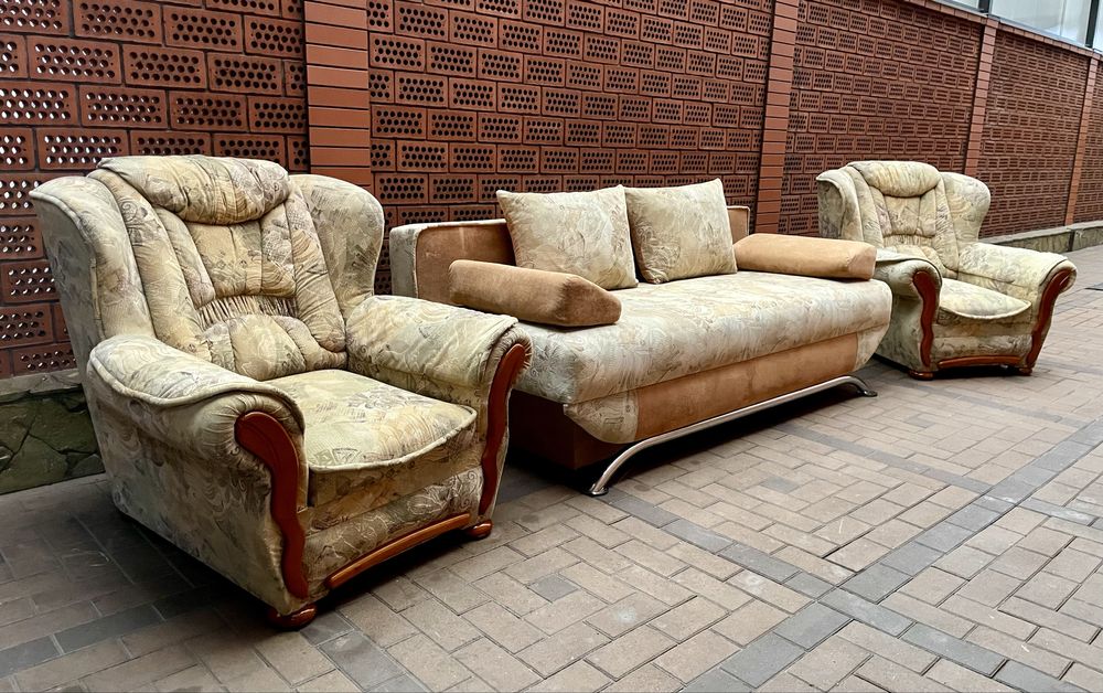 Комплект м’яких меблів: диван «Єврокнижка»+ 2 крісла в ідеалі