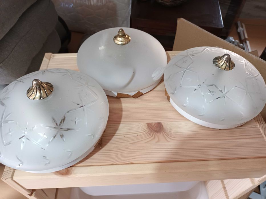 Conjunto três candeeiros brancos teto