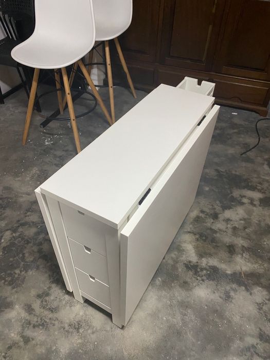 Mesa abas rebatív/pernas articul, branco, 26/89/152x80 cm