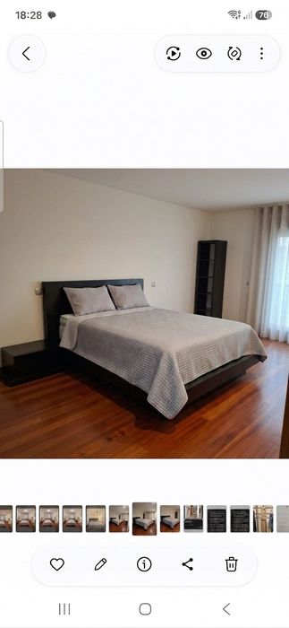 Cama em wengué com mesinha