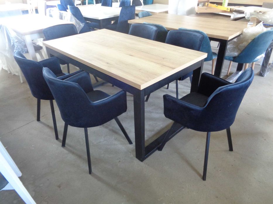 ROZKŁADANY Stół LOFT industrialny 180x90+2x45 Dostawki Ramka EGGER