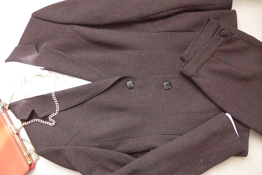 Polski garnitur luksusowa garsonka Żakiet Marynarka Spódnica 36 S 38 M