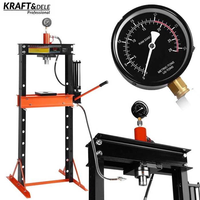 KRAFT&DELE Prasa Hydrauliczna 20T Przesuwany tłok Manometr KD5875