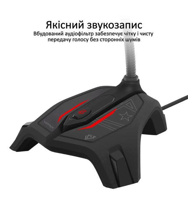 Мікрофон Vertux Streamer-2 LED, USB Black