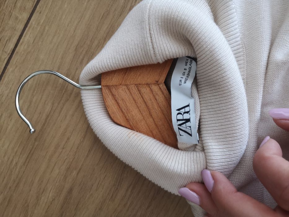 Zara - piękny golf ecru - przezroczyste rękawy