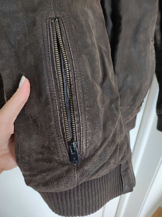 Куртка шкіряна (вінтаж) коричнева, оверсайз