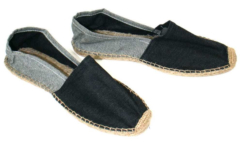Klasyczne espadryle męskie płócienne na sznurkowej podeszwie jeans 45