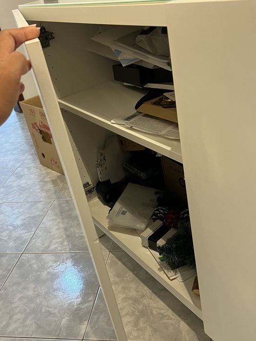 Movel aparador branco com vidro