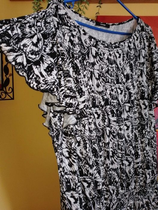 bluzka tunika wzór czarna-biała GEORGE gumka biodra 44/46 XXL 3XL