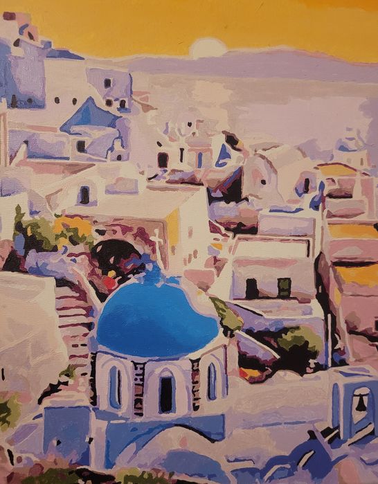 Replika obrazu SANTORINI Grecja malowanie po numerach gotowy obraz KRA