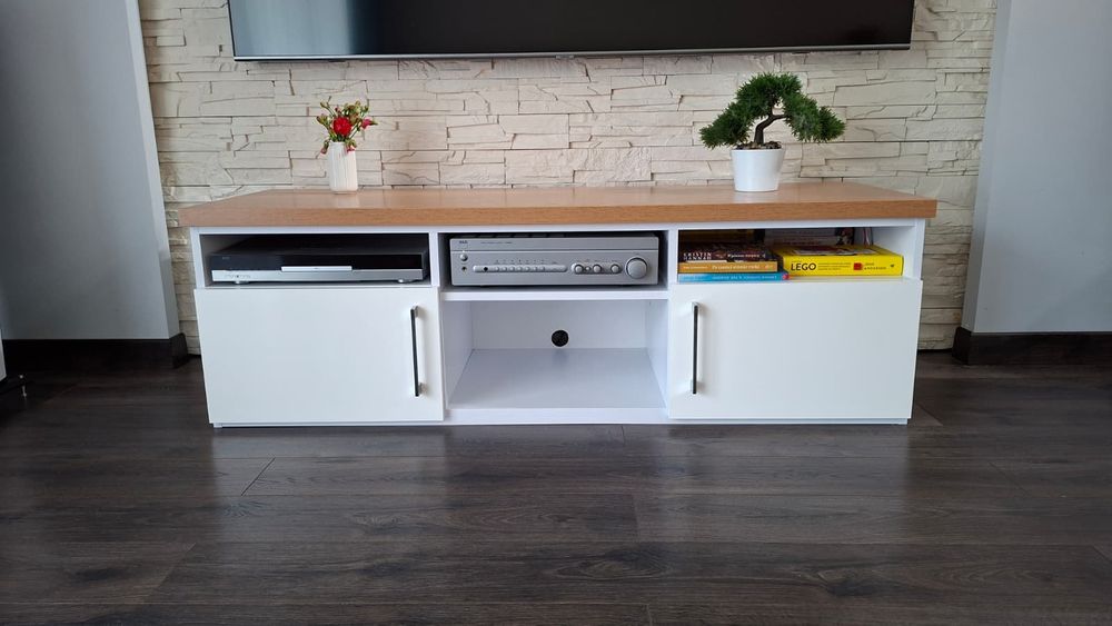 Szafka RTV biała dąb 150 cm