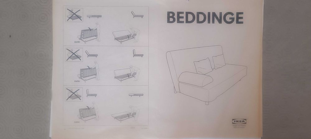 Sofá-Cama Ikea BEDDINGE Genarp | Colchão Murbo 140x200 (Bom Estado)