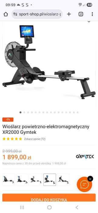 Wioślarz  powietrzno-elektromagnetyczny XR2000 Gymtek