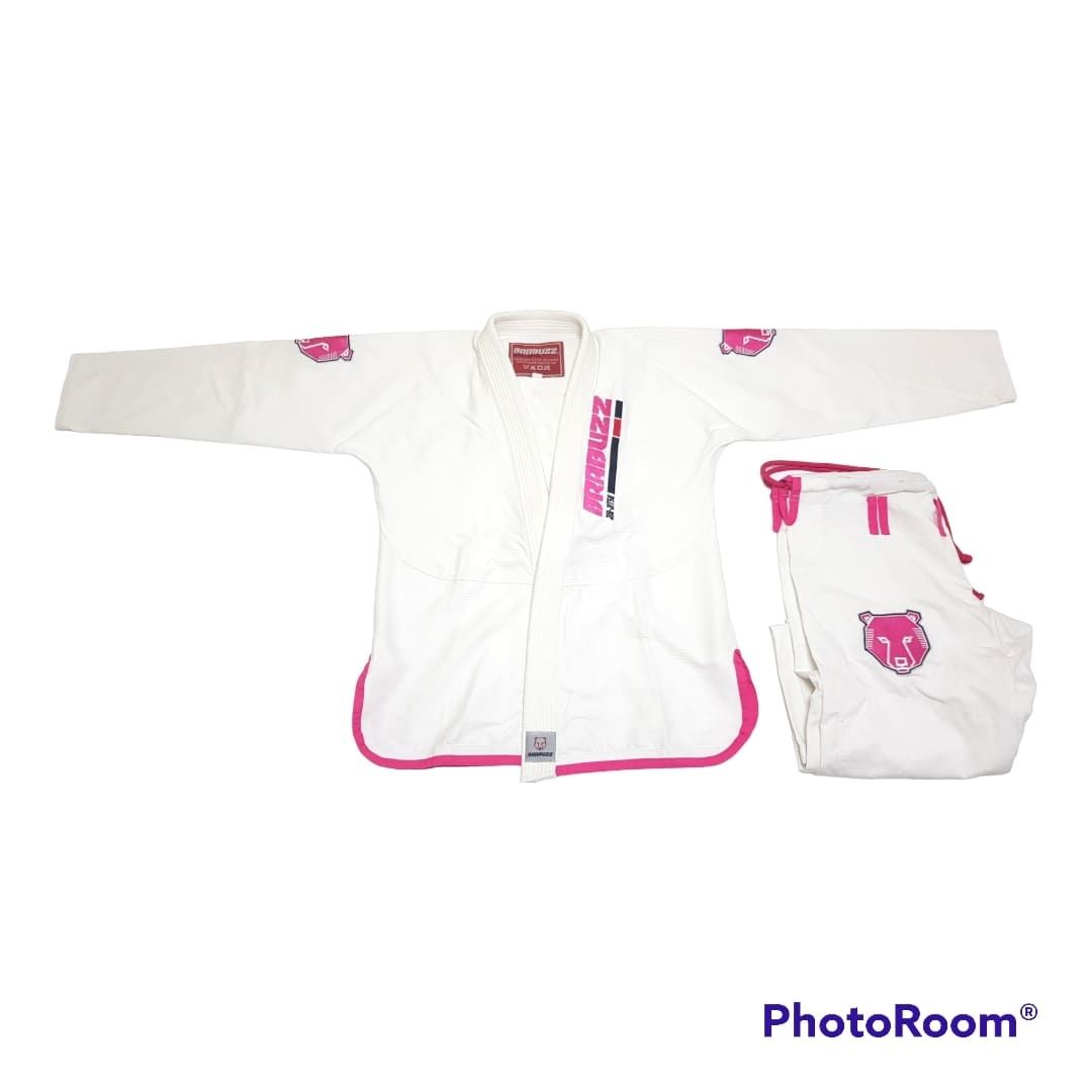 Kimono Jiu Jitsu Brabuzz 2.0 Branco e Rosa Ultra Light Slim Fit . Águas  Livres • OLX Portugal